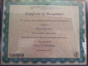 NREPP Recognition Certifcate 2014